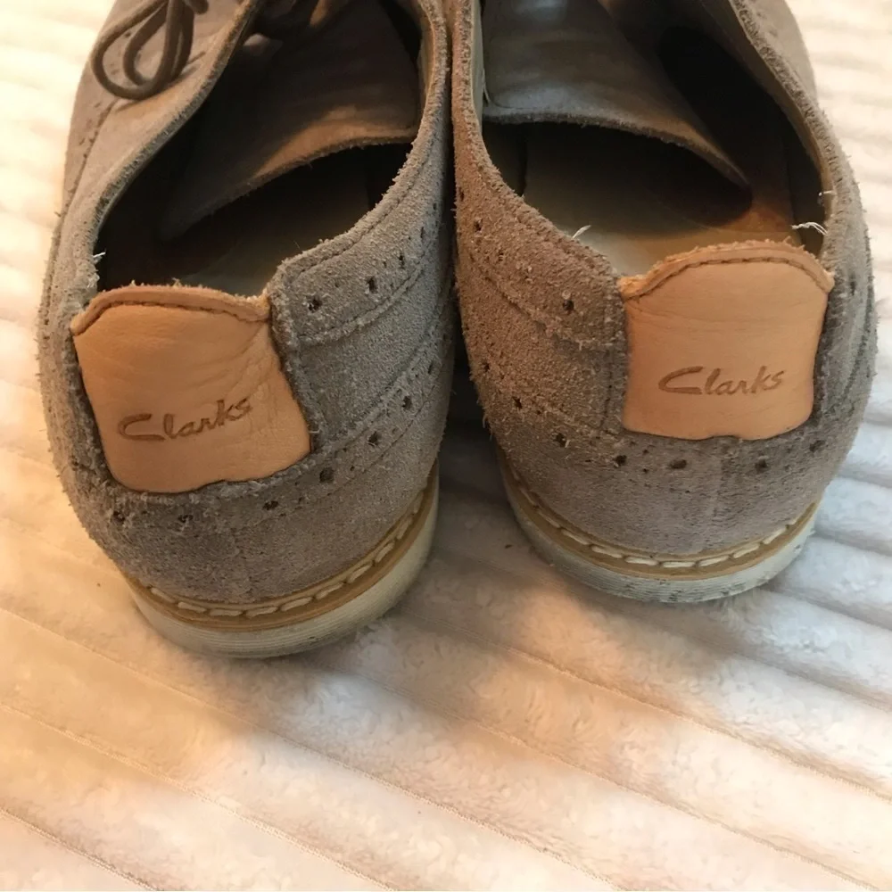 CLARKS MEN'S GAMBESON SUEDE BROGUES SAGE GREY Derby Dress Shoes Size 10.5